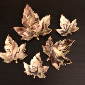 Gold trim Leaf-Shaped Decorative Dishes